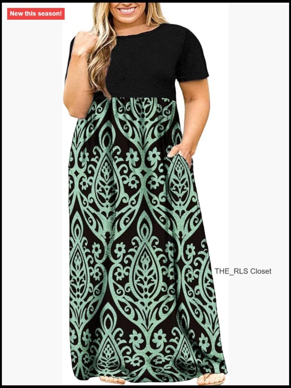 Plus Size Maxi Dress with Pockets Short Sleeve Loose Casual Summer Dresses